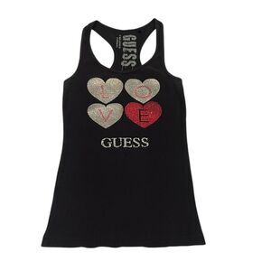 GUESS Women's Black Love Tank Top Size XSmall fits a small worn 2x EUC